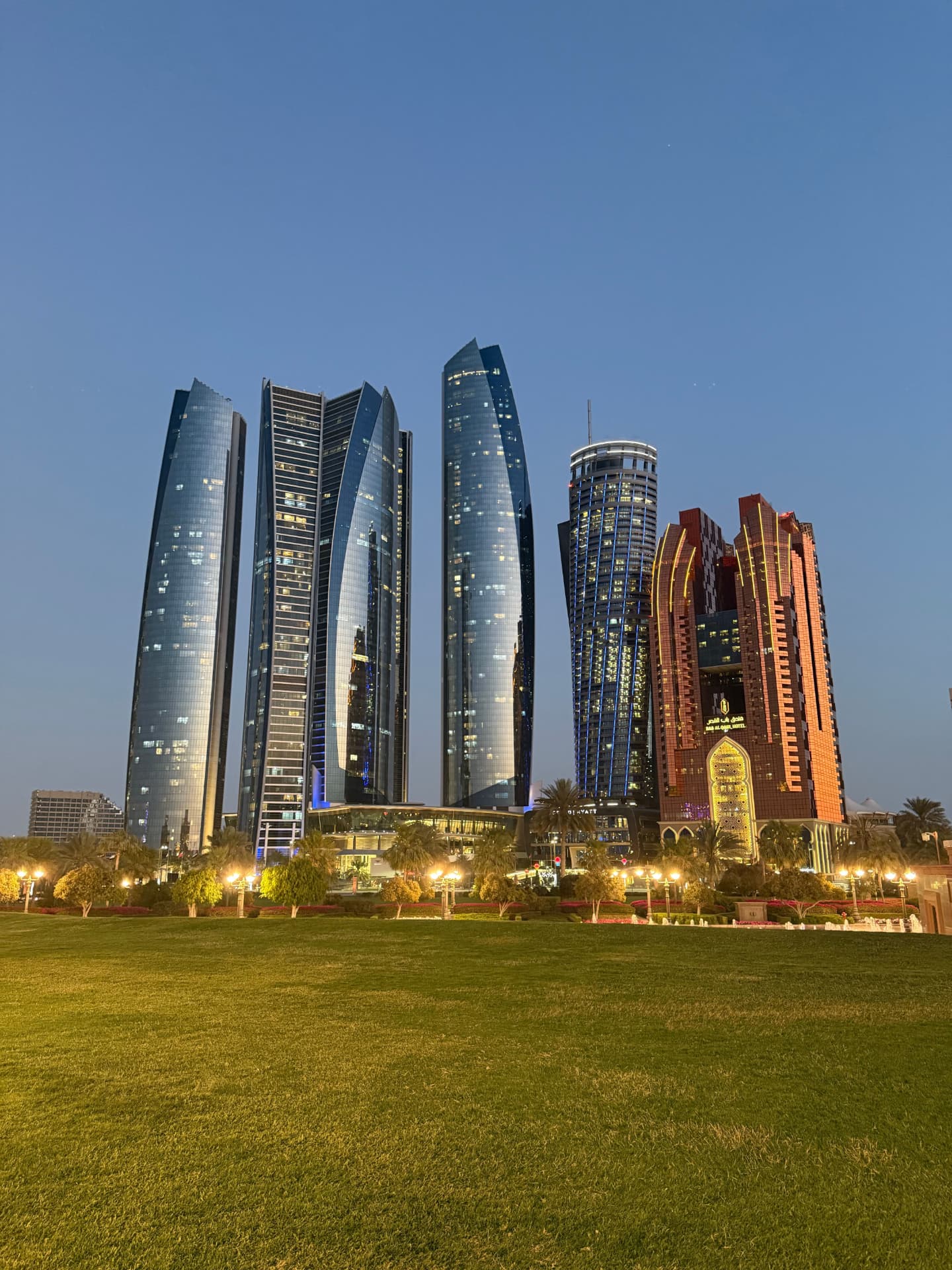 Abu Dhabi skyline at dusk